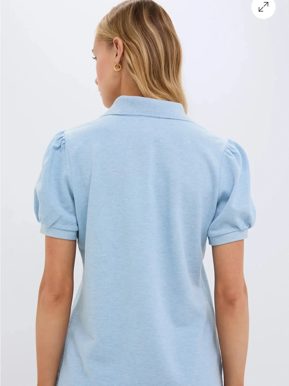 Tuckernuck Light Blue Pique Puff Sleeve Peggy Polo - Picture 2 of 8